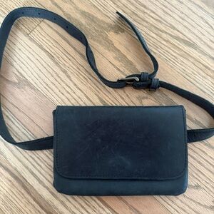 Able Black Leather Belt Bag